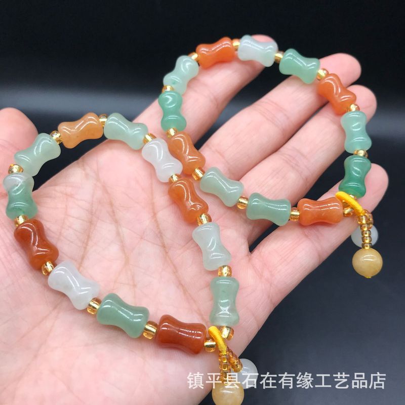 Jewelry & Watches Sp Z Oo Ul Frezerów 3 - Natürliches Aventurin-Bambus-, Goldseiden-, Dreifarben-Jade-Glücksperlen-Armband Schmuck