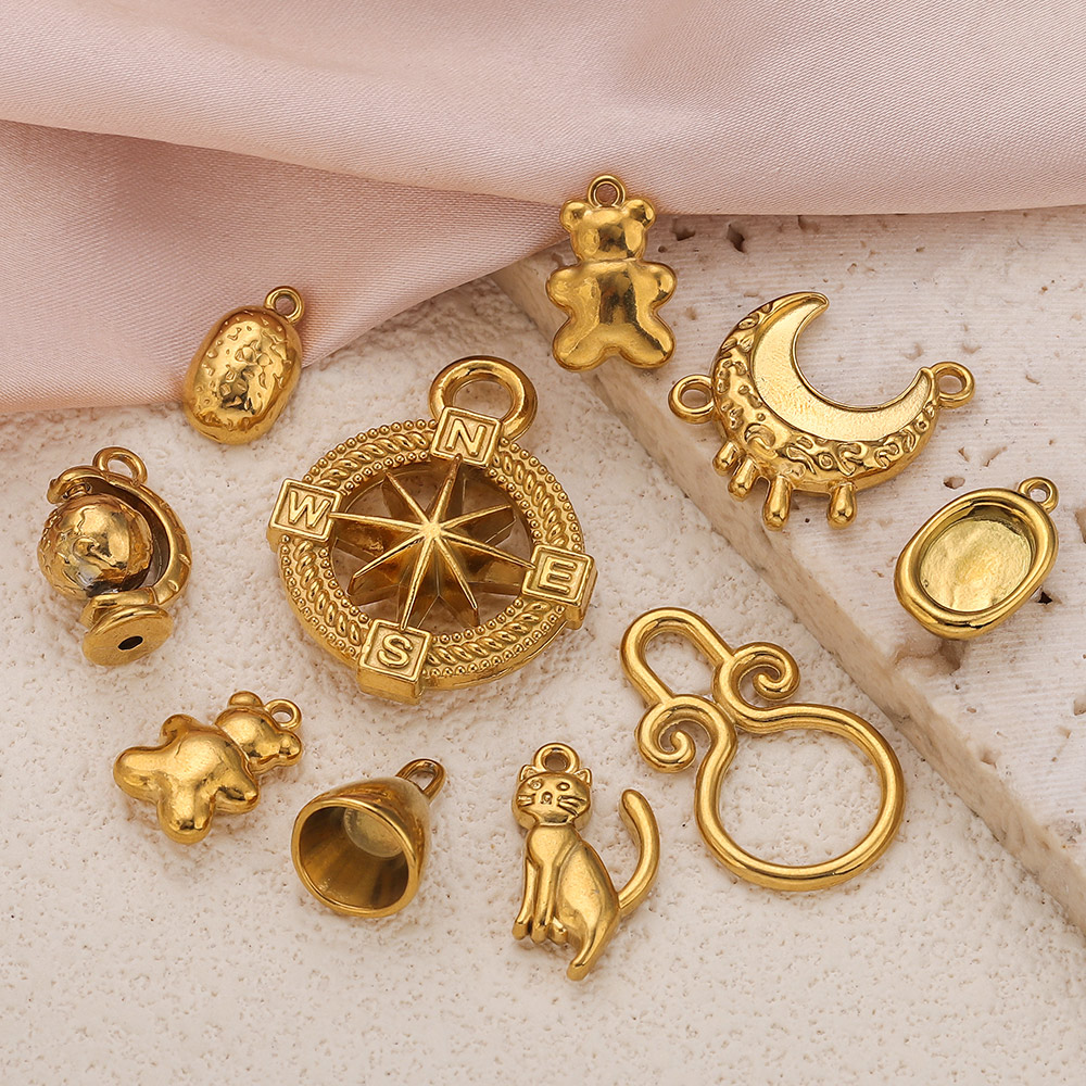 Moon Star Earrings - 5 Stück Edelstahl Kätzchen Globus Glocke