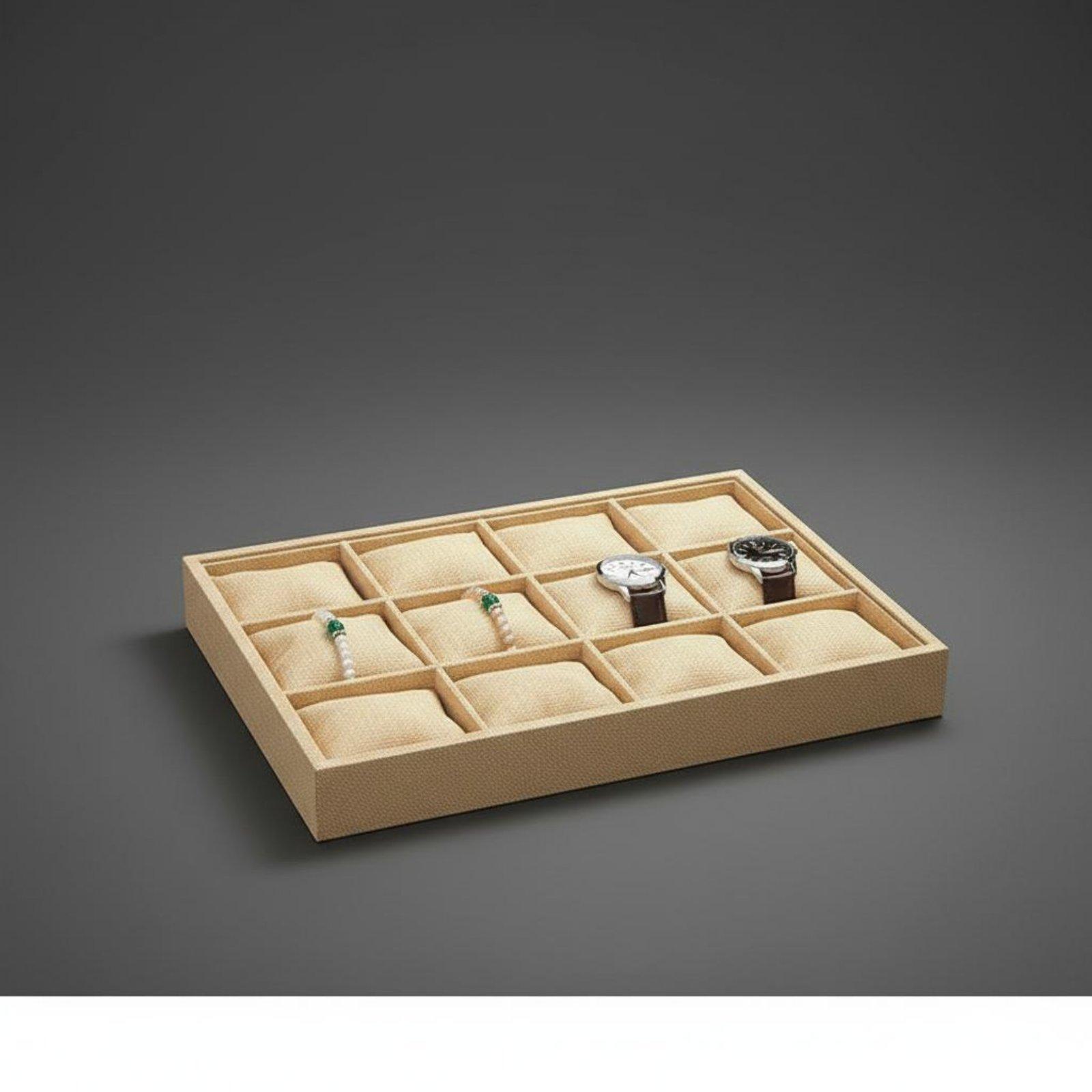 Jewelry And Watches Store - Schmuckhalter aus Leinenstoff, offene Uhrenbox, Armband-Präsentationsständer,