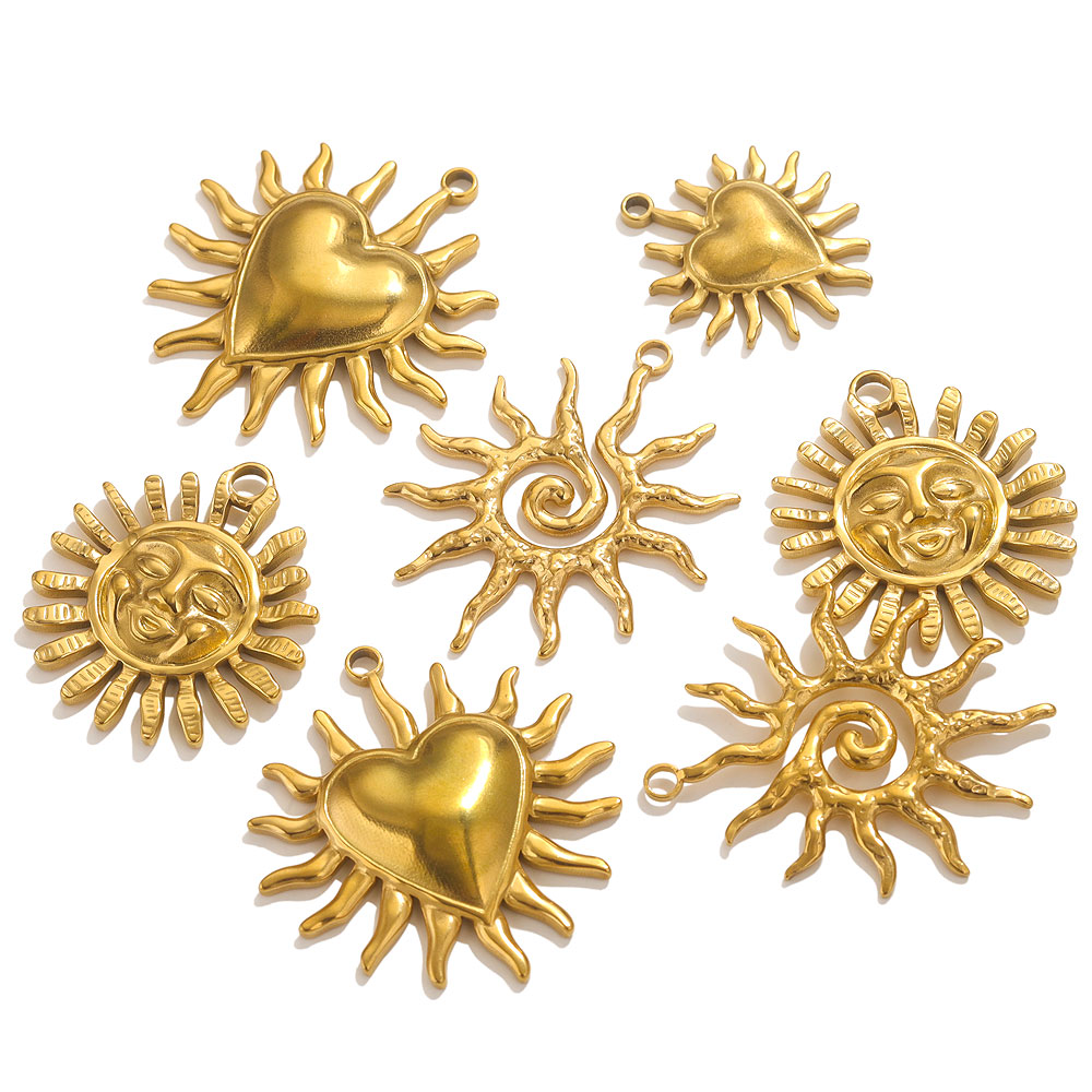 Moon Star Earrings - 5 Stück Edelstahl lächelnde Sonnenanhänger für