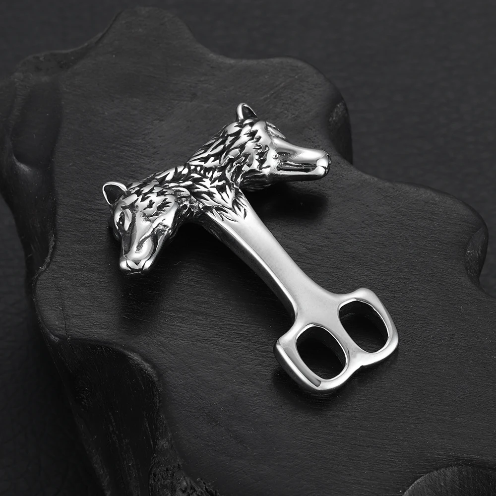 Wolf Jewelry & Watches Tampa Reviews - Edelstahl Wolf Haken Doppelloch 5mm Wikinger