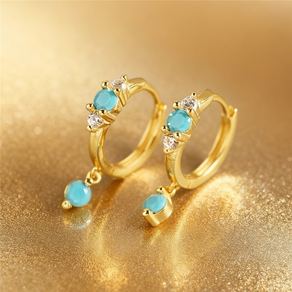 Niedliche runde Creolen mit si – Turquoise Stone Ring Bewertung und Preis