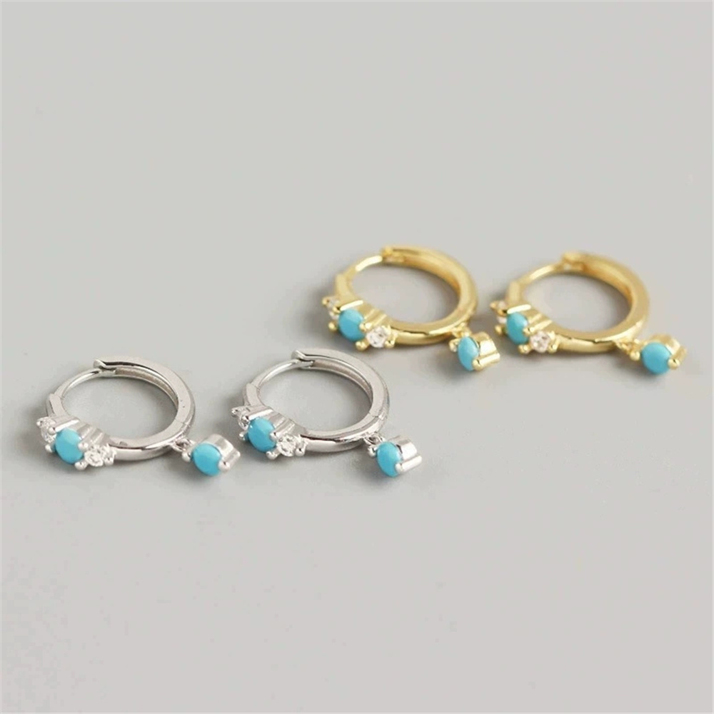 Niedliche runde Creolen mit si – Turquoise Stone Ring Bewertung und Preis