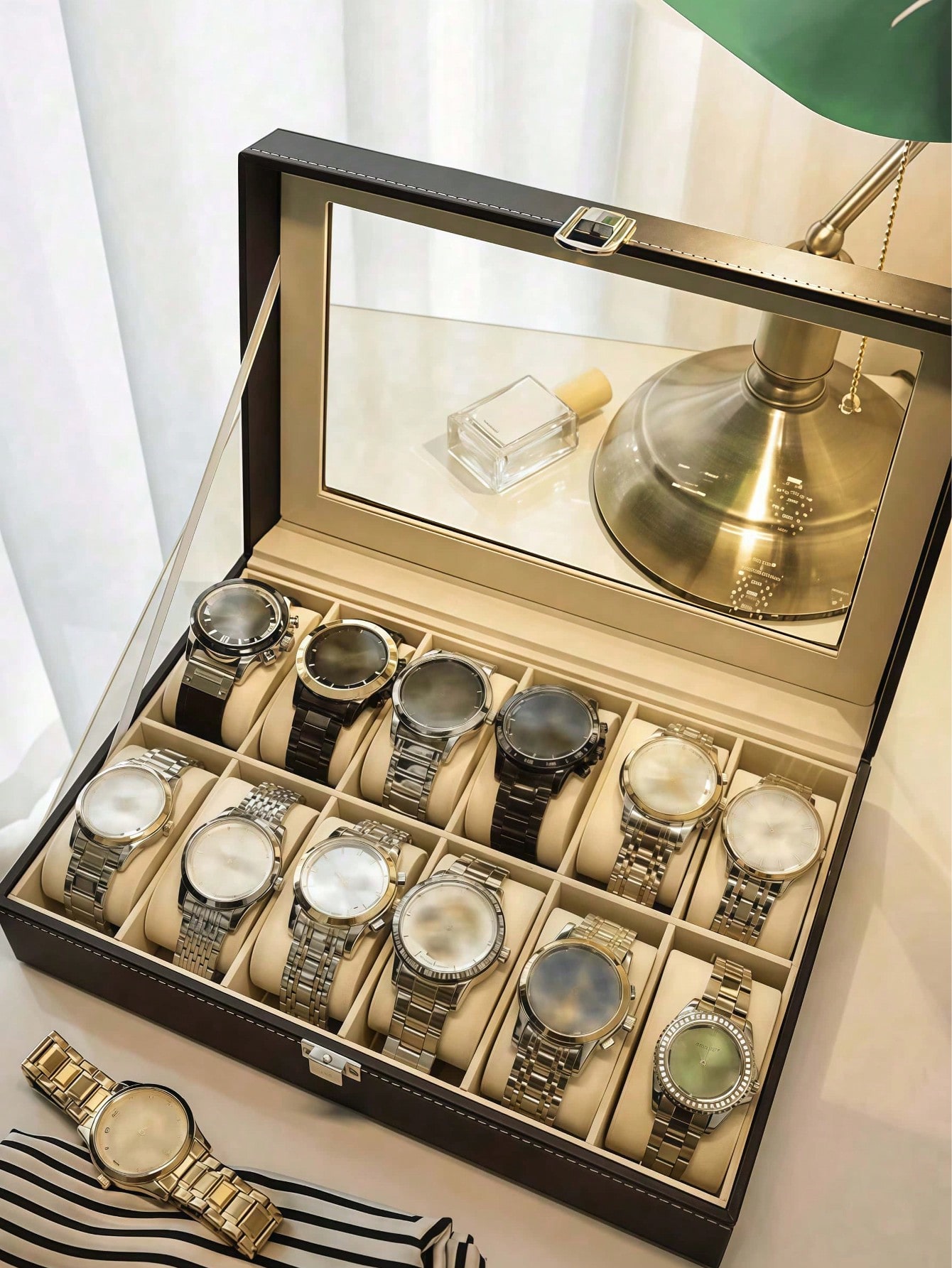 Leder-Uhrenbox mit Schloss, Gr – Jewelry Organizer Watches Bewertung und Preis